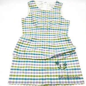 Y2K VTG Plaid Bead Embellished White Purple BlueGreen 00s A Line Mini Dress SZ 2